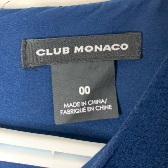 Club Monaco Archibelle Shift Dress Navy Blue Crepe 3/4 Length Sleeve Size 00 - Picture 11 of 16